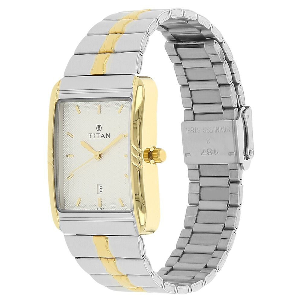 Titan Analog with Date Silver Dial Stainless Steel Strap watch for Men-NK9317BM01