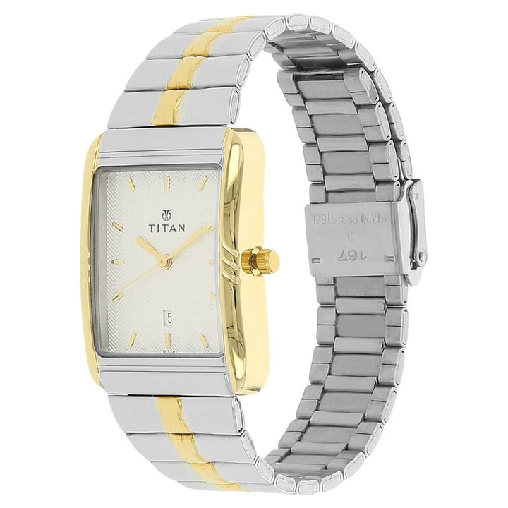 Titan Analog with Date Silver Dial Stainless Steel Strap watch for Men-NK9317BM01