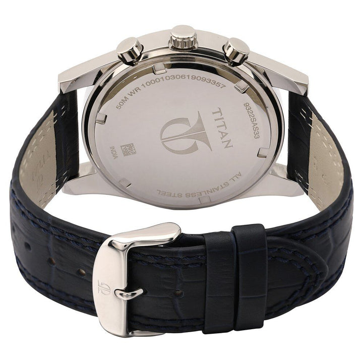 Titan Quartz Chronograph White Dial Leather Strap Watch for Men-NL9322SL10