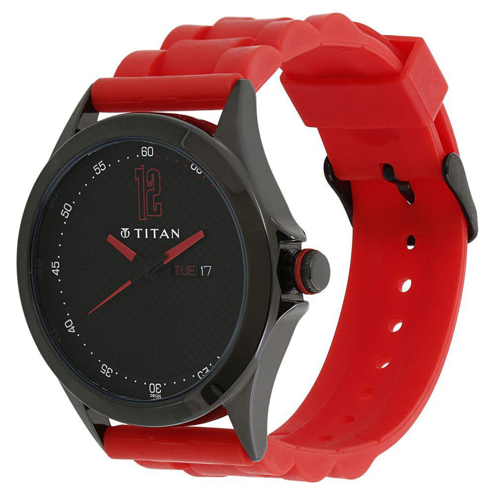 Titan Analog with Day and Date Black Dial Metal Strap watch for Men-9323NP01E