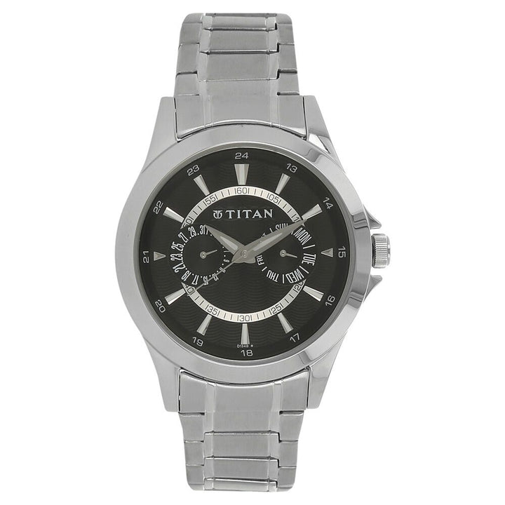 Titan Quartz Multifunction Black Dial Watch for Men-NE9323SM02A
