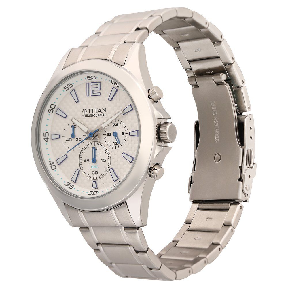 Titan Quartz White Dial Silver Stainless Steel Strap Watch For Men - The Watch Factory ®