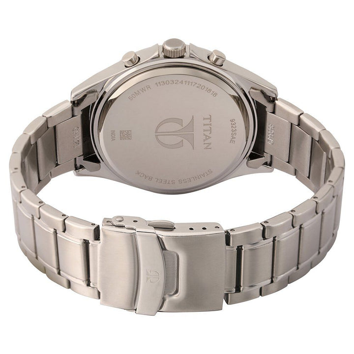 Titan Quartz Chronograph White Dial Stainless Steel Strap Watch for Men NS9323SM07