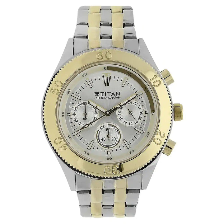 Titan Silver Dial Multicoloured Stainless Steel Strap Watch NP9324BM01 (D121A)