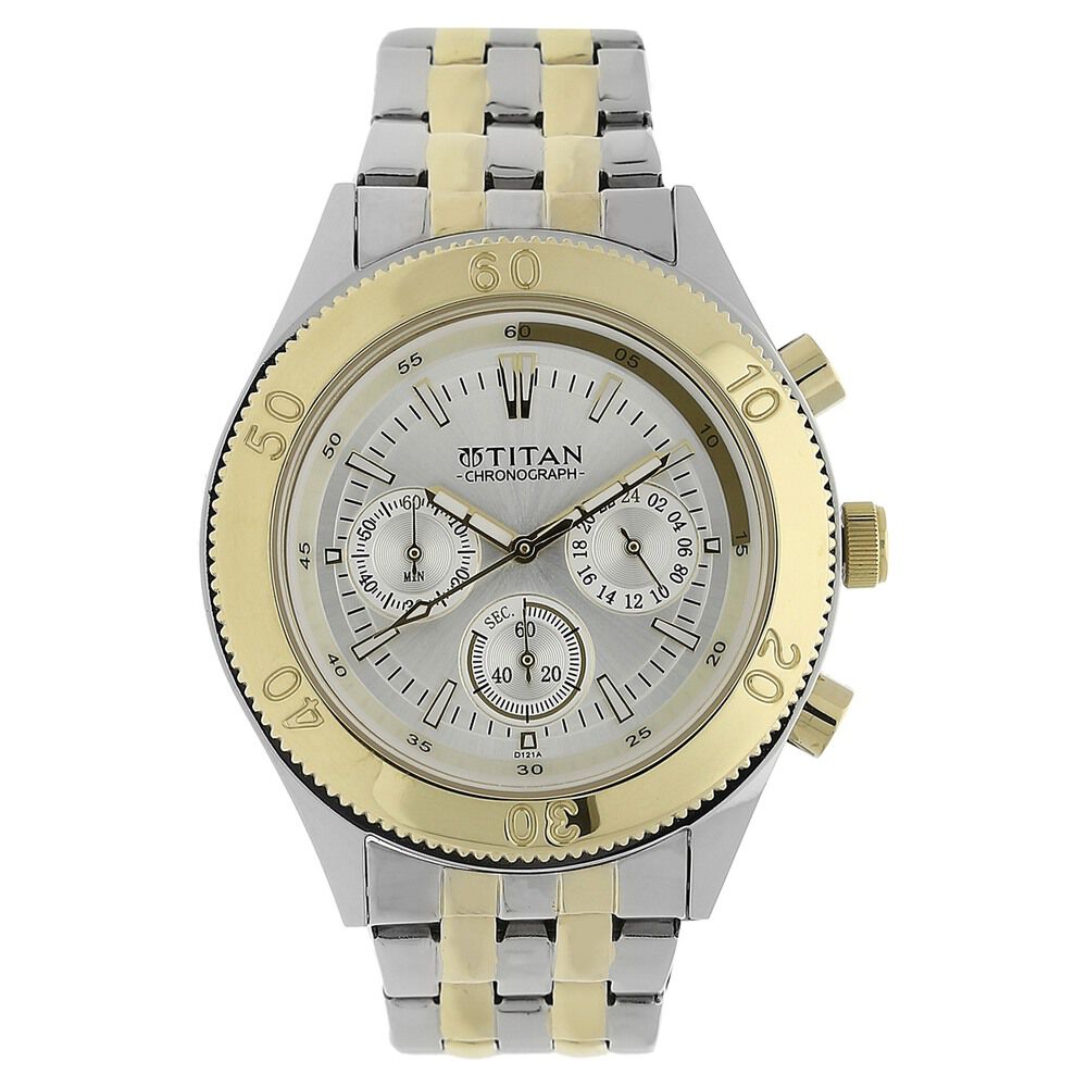 Titan Quartz Chronograph Silver Dial Stainless Steel Strap Watch for Men - The Watch Factory ®