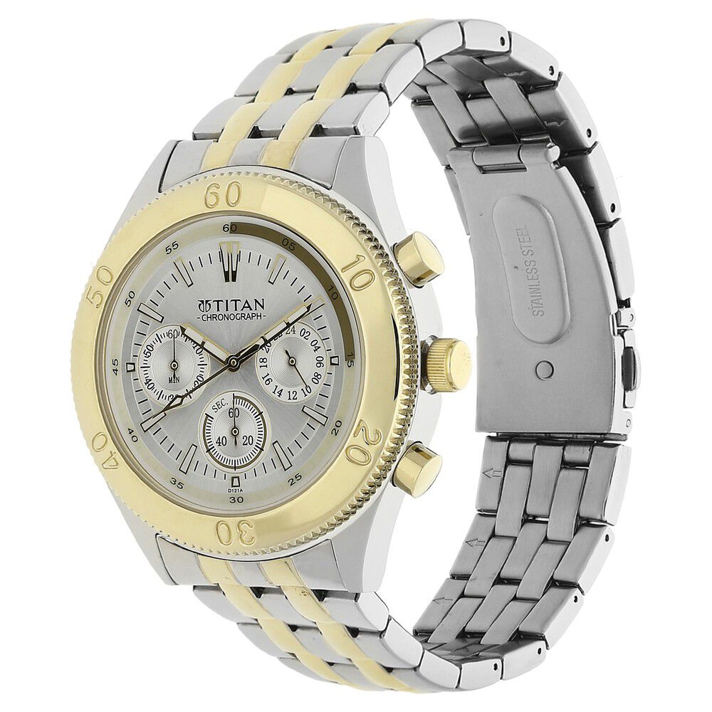 Titan Quartz Chronograph Silver Dial Stainless Steel Strap Watch for Men - The Watch Factory ®