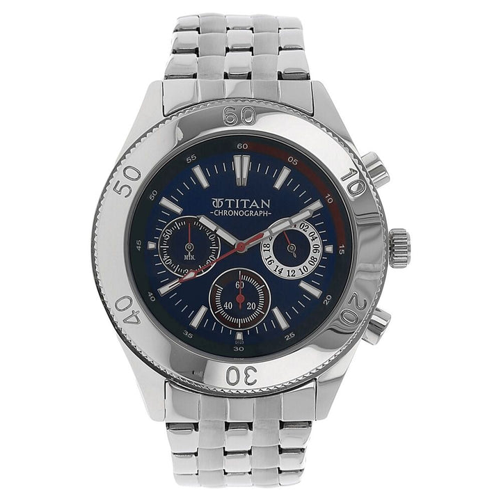 Titan Quartz Chronograph Blue Dial Watch for Men-9324SM04