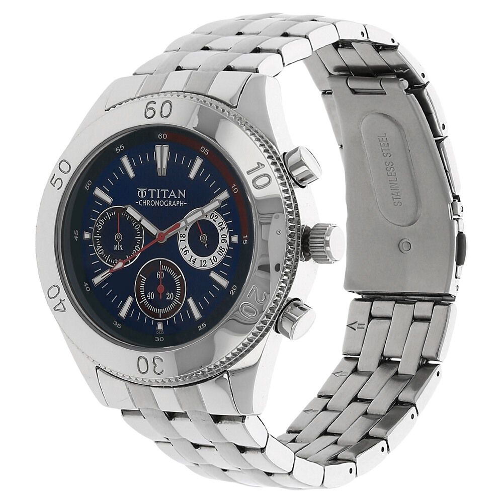 Titan Quartz Chronograph Blue Dial Watch for Men-9324SM04
