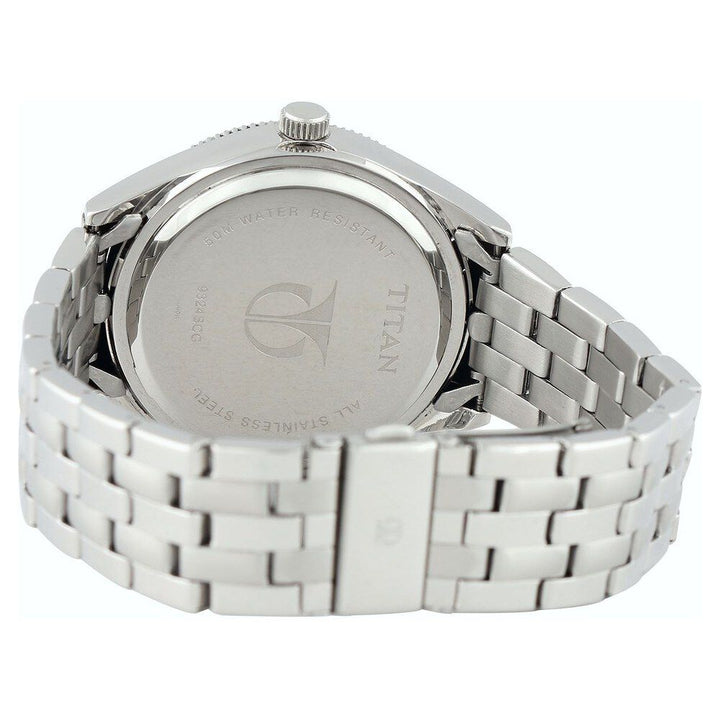 Titan Quartz Multifunction Black Dial Stainless Steel Strap Watch for Men-ND9324SM07J