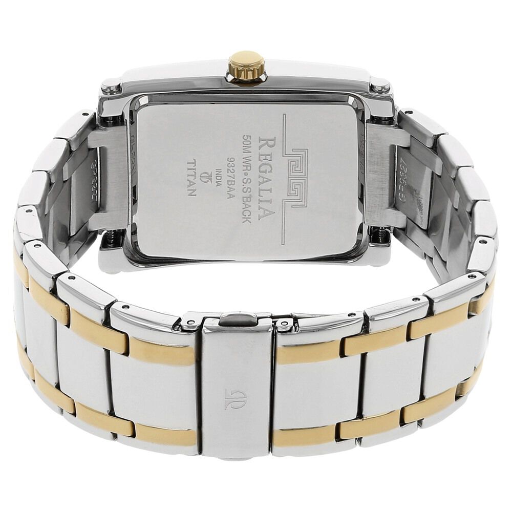 Titan Regalia White Dial Analog with Date Stainless Steel Strap watch for Men NS9327BM01