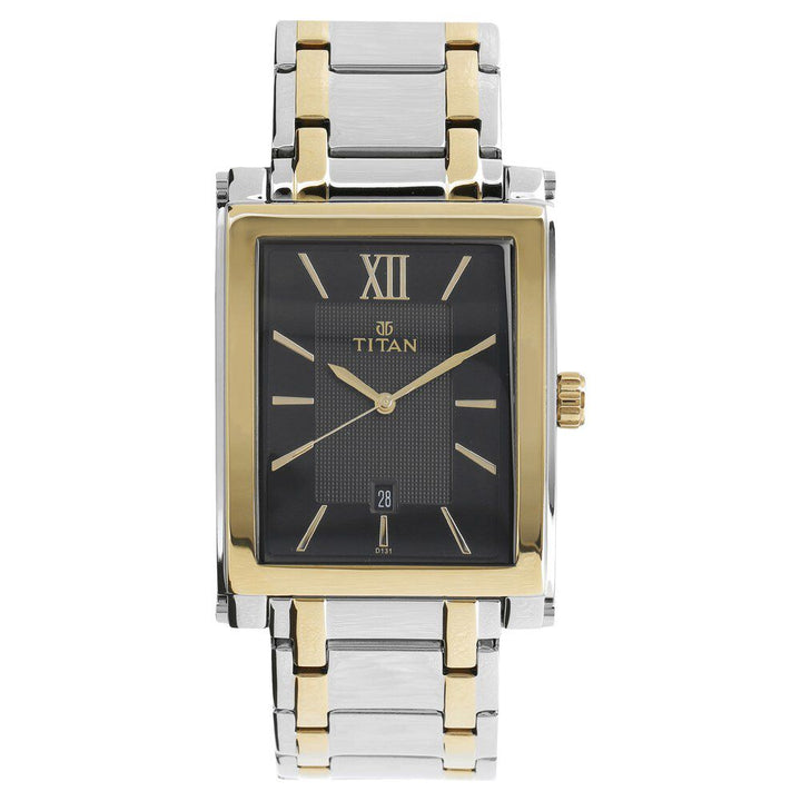 Titan Quartz Analog with Date Black Dial Metal Strap Watch for Men-NF9327BM02A
