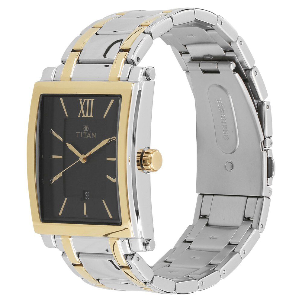 Titan Quartz Analog with Date Black Dial Metal Strap Watch for Men-NF9327BM02A