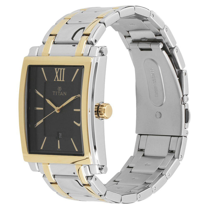 Titan Quartz Analog with Date Black Dial Metal Strap Watch for Men-NF9327BM02A