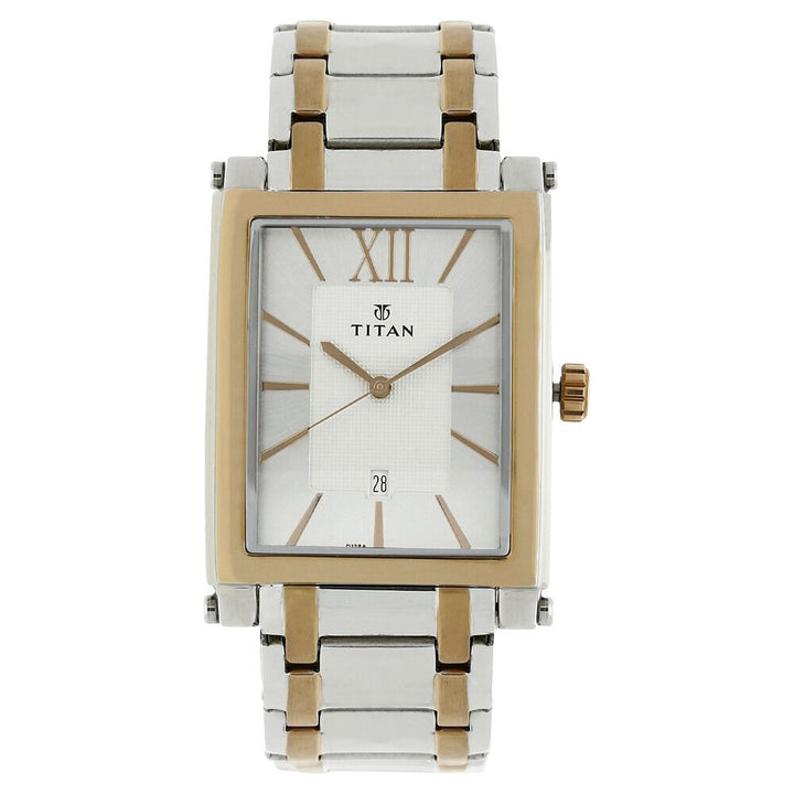 Titan Quartz Analog with Date Silver Dial Metal Strap Watch for Men-NN9327KM01