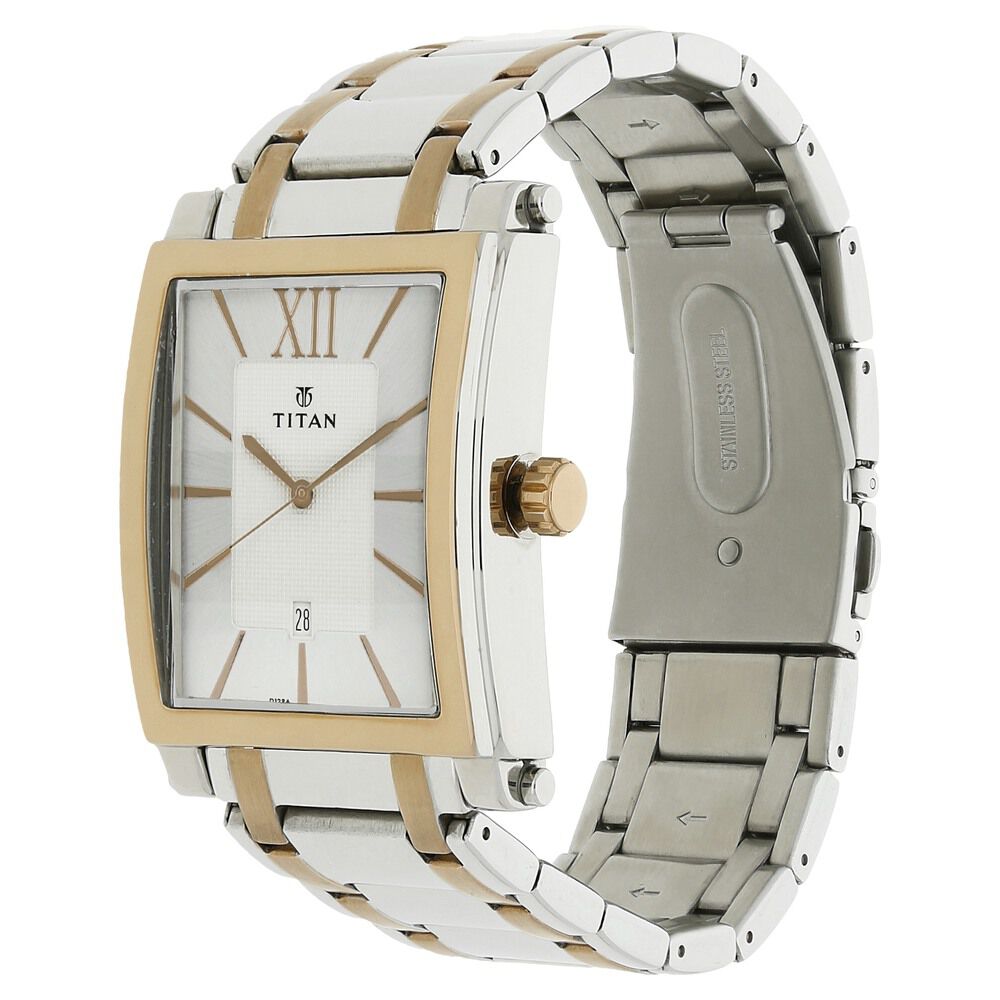 Titan Quartz Analog with Date Silver Dial Metal Strap Watch for Men-NN9327KM01