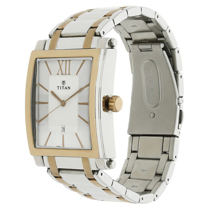 Titan Quartz Analog with Date Silver Dial Metal Strap Watch for Men-NN9327KM01