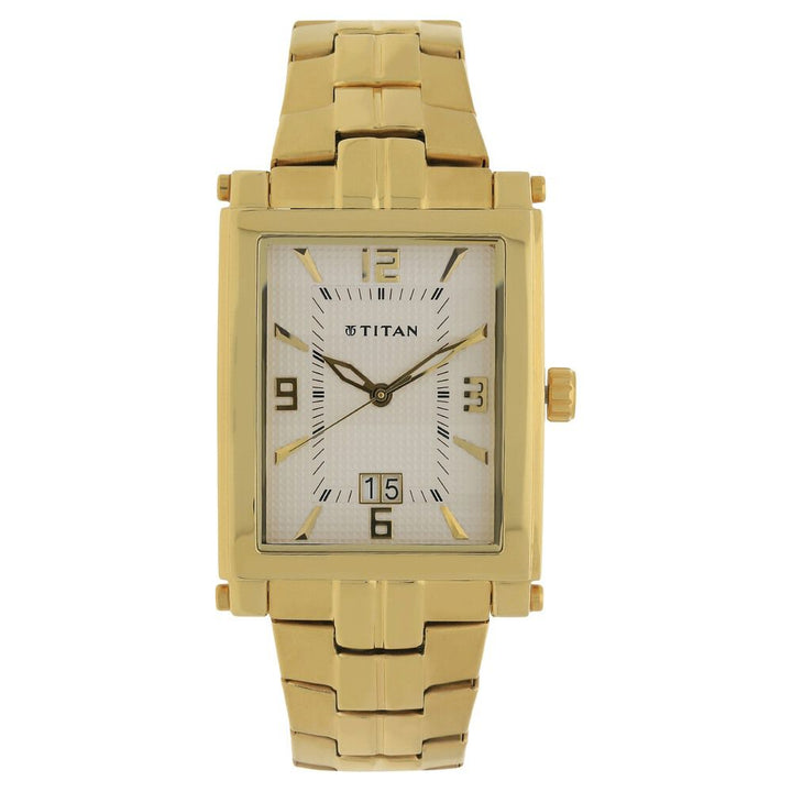 Titan Quartz Analog with Date Silver Dial Stainless Steel Strap Watch for Men-NH9327YM01