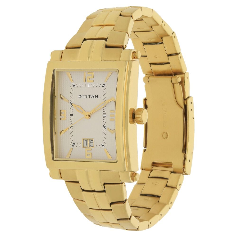 Titan Quartz Analog with Date Silver Dial Stainless Steel Strap Watch for Men-NH9327YM01