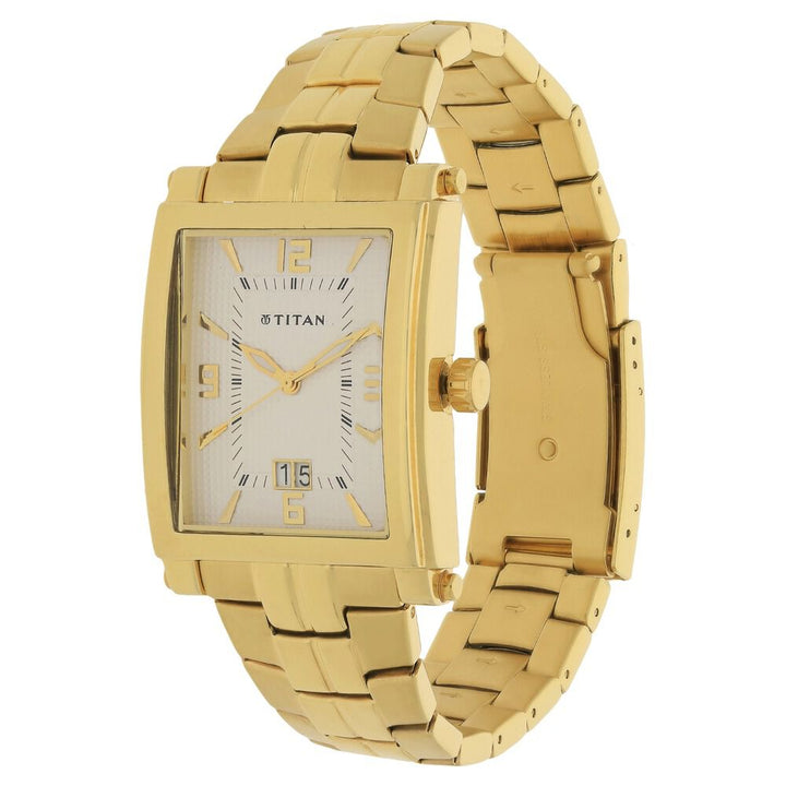 Titan Quartz Analog with Date Silver Dial Stainless Steel Strap Watch for Men-NH9327YM01