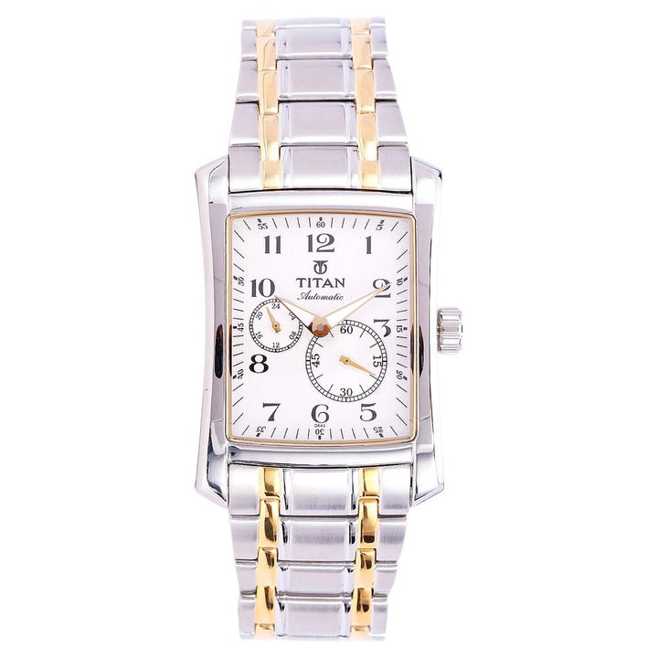 Titan Quartz Multifunction White Dial Watch for Men-9350BM01