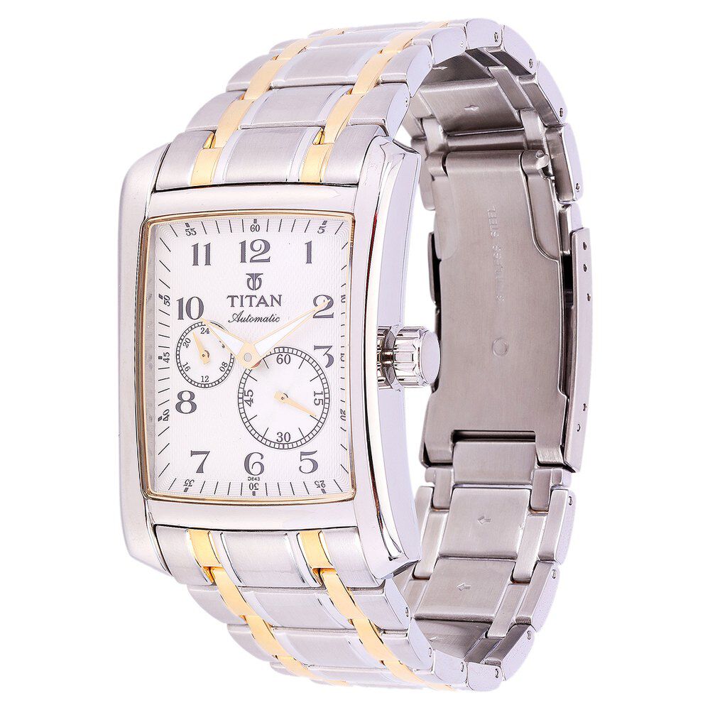 Titan Quartz Multifunction White Dial Watch for Men-9350BM01