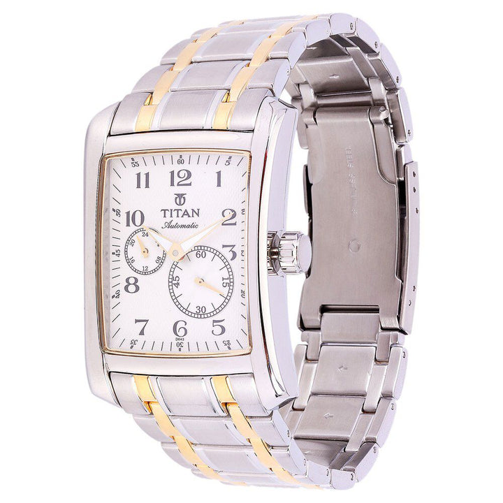 Titan Quartz Multifunction White Dial Watch for Men-9350BM01