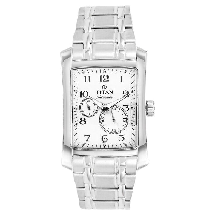 Titan Quartz Multifunction White Dial Watch for Men-9350SM01