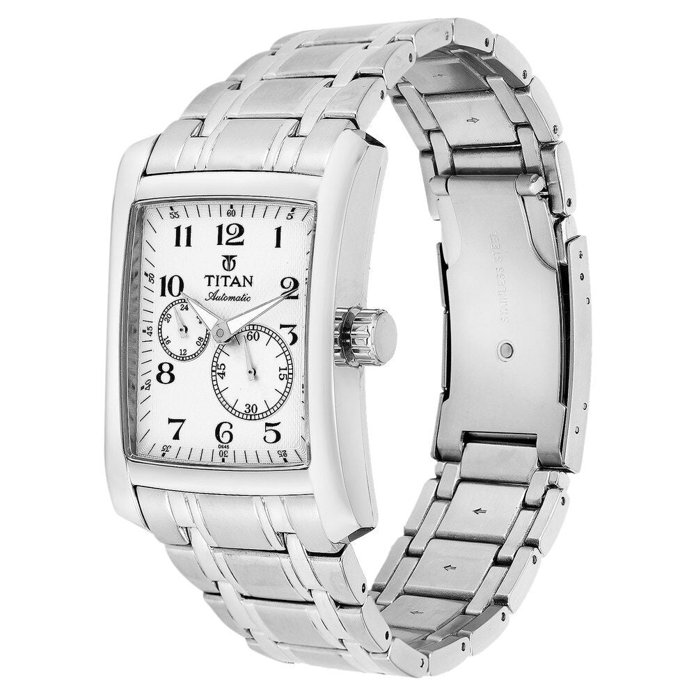 Titan Quartz Multifunction White Dial Watch for Men-9350SM01