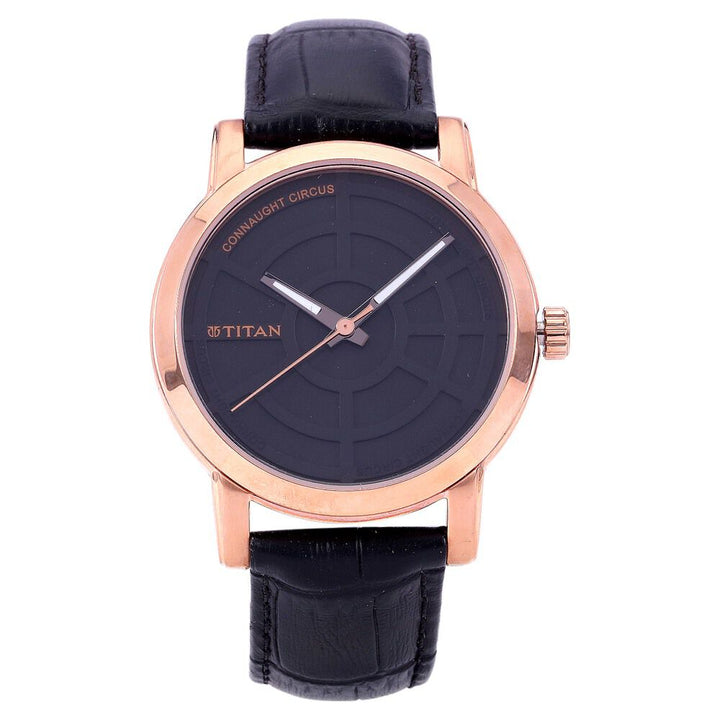 Titan Quartz Analog Black Dial Leather Strap Watch for Men-9365WL01