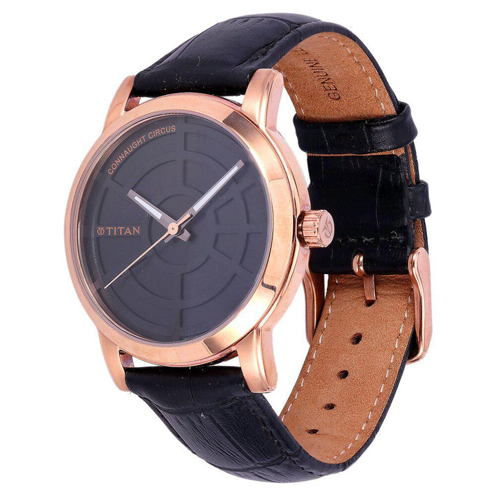 Titan Quartz Analog Black Dial Leather Strap Watch for Men-9365WL01