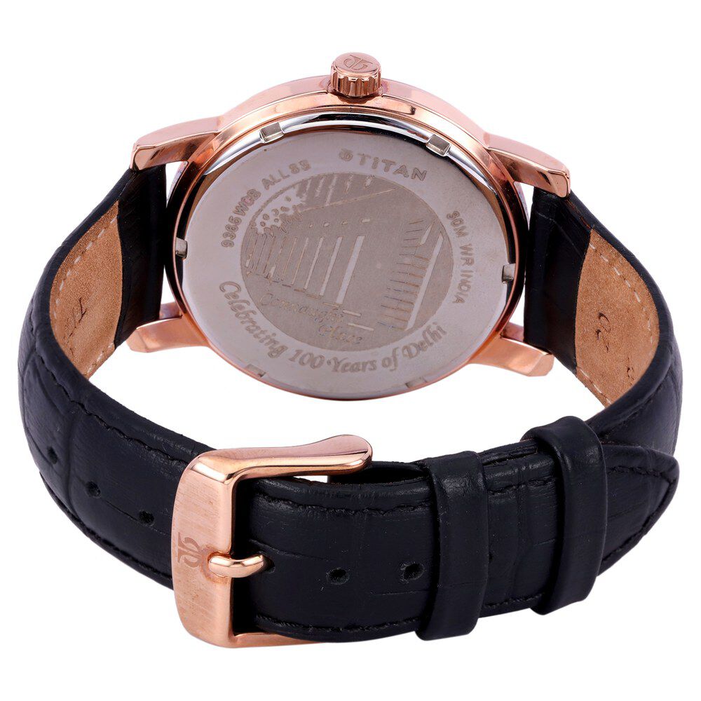 Titan Quartz Analog Black Dial Leather Strap Watch for Men-9365WL01