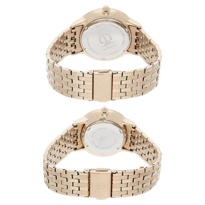 Titan Bandhan Rose Gold Dial Analog with Date Stainless Steel Strap watch for Couple - The Watch Factory ®