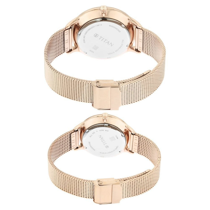 Titan Quartz Multifunction White Dial Stainless Steel Strap Watch for Couple - The Watch Factory ®