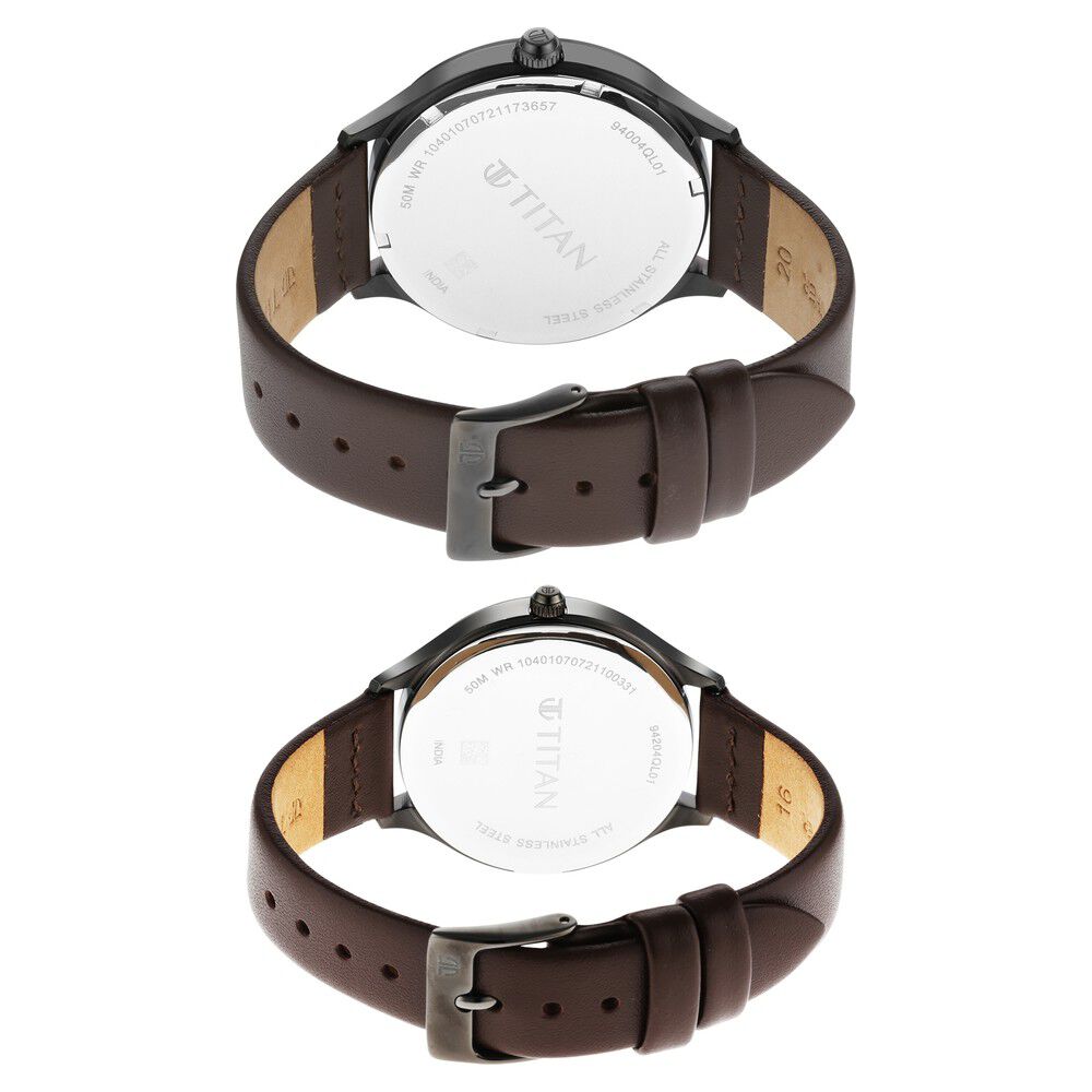 Titan Bandhan Green Dial Analog with Date Leather Strap watch for Couple - The Watch Factory ®