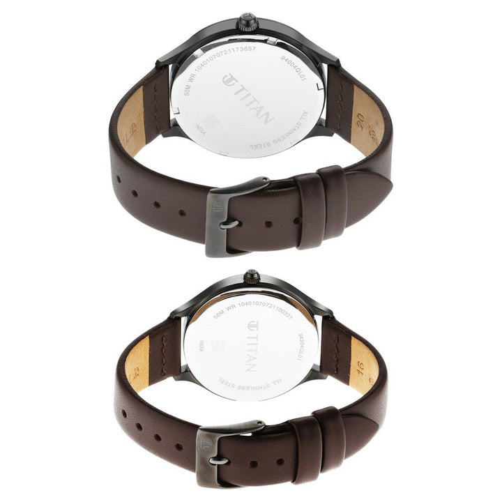 Titan Bandhan Green Dial Analog with Date Leather Strap watch for Couple - The Watch Factory ®