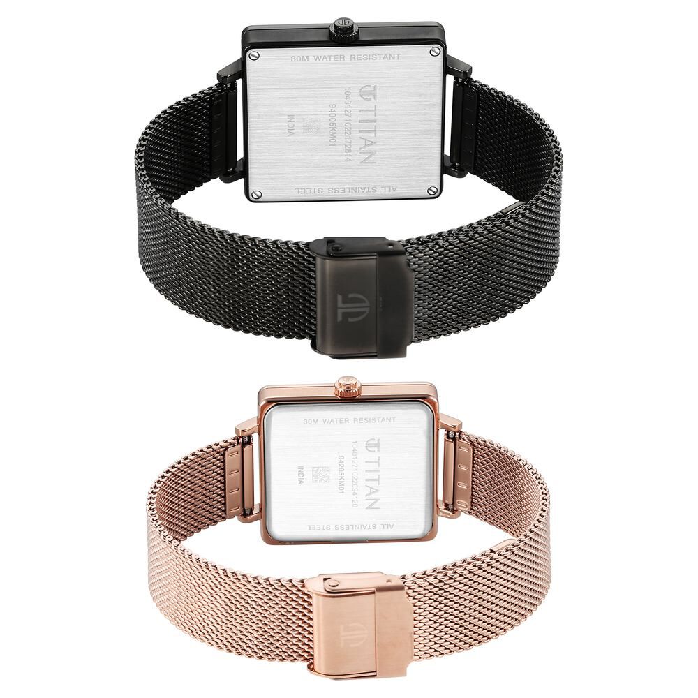 Titan Bandhan Black Dial Quartz Multifunction Stainless Steel Strap watch for Couple - The Watch Factory ®