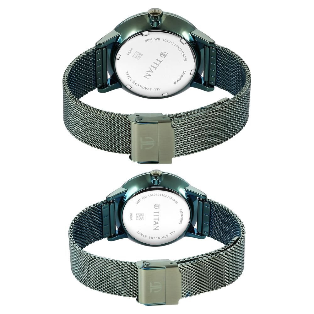Titan Bandhan Green Dial Quartz Multifunction Stainless Steel Strap watch for Couple - The Watch Factory ®