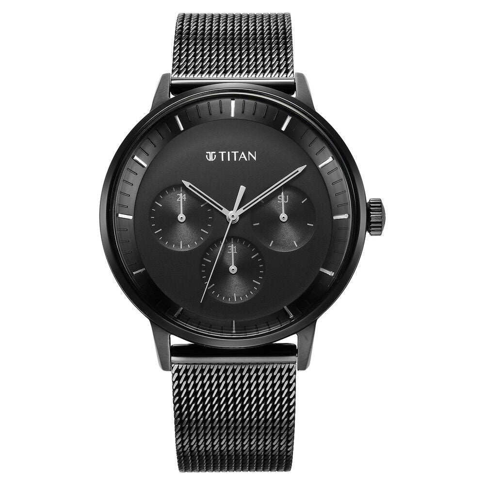 Titan Modern Classics Black Dial Quartz Multifunction Stainless Steel Strap watch for Men - The Watch Factory ®
