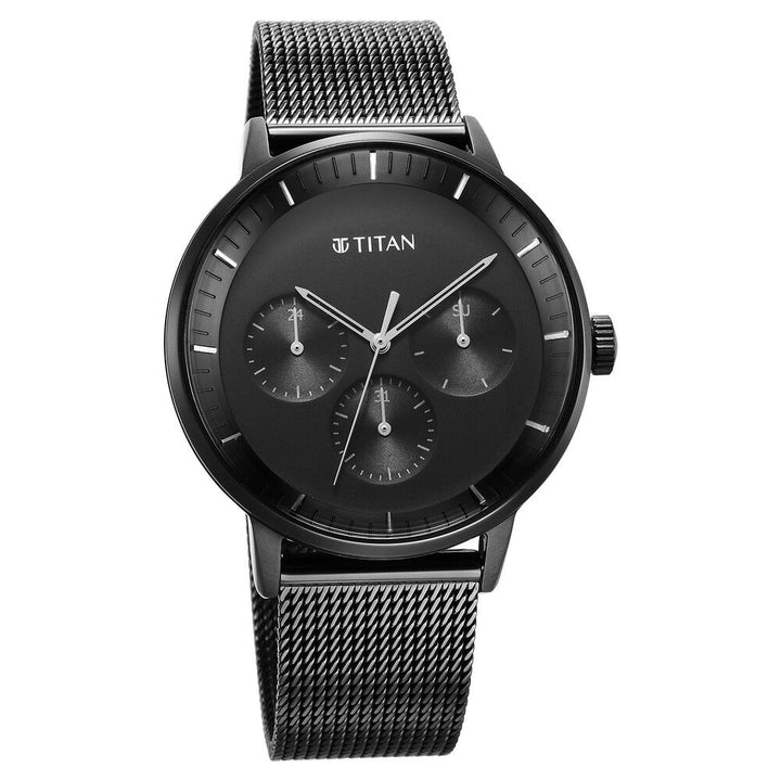 Titan Modern Classics Black Dial Quartz Multifunction Stainless Steel Strap watch for Men - The Watch Factory ®