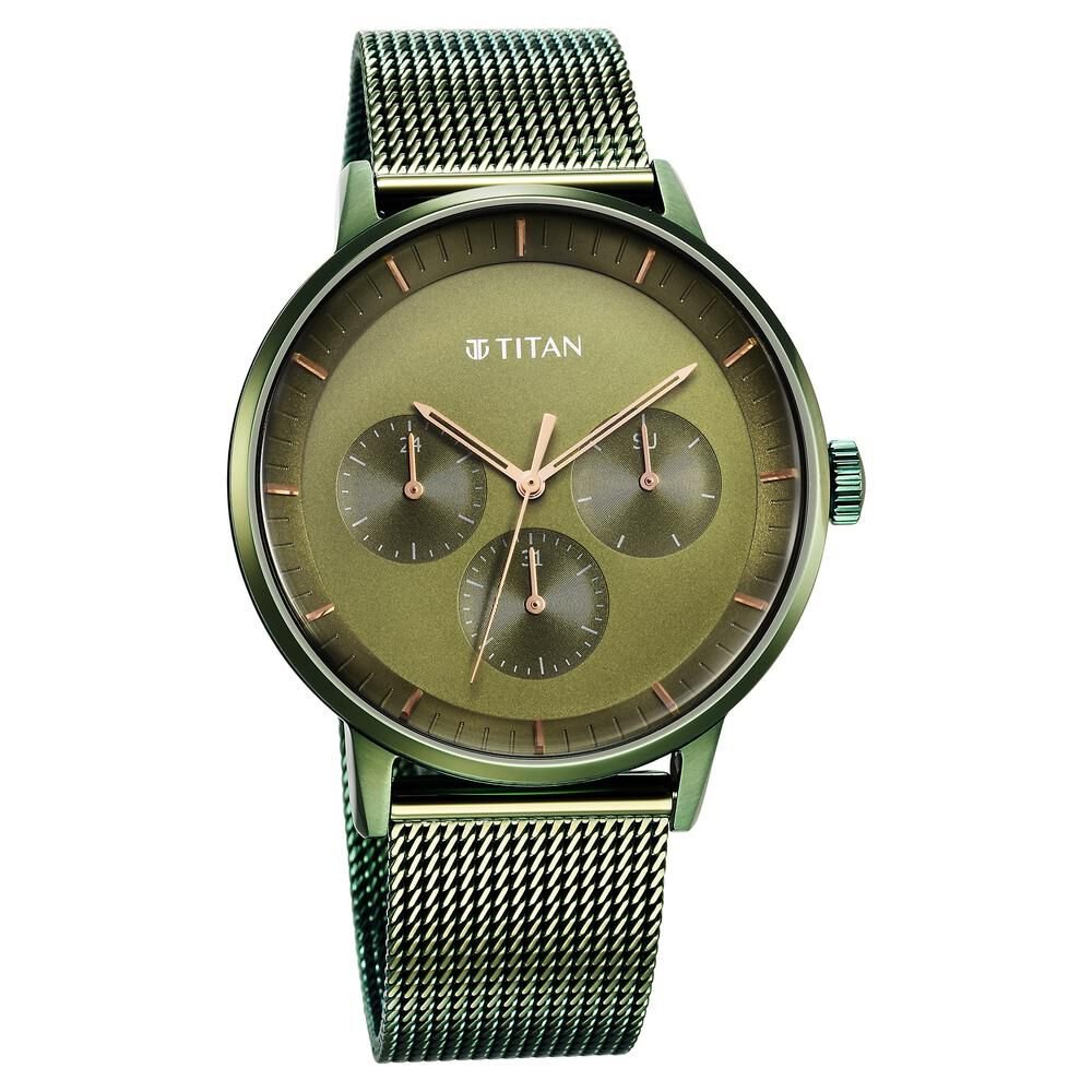 Titan Modern Classics Green Dial Quartz Multifunction Stainless Steel Strap Watch for Men - The Watch Factory ®