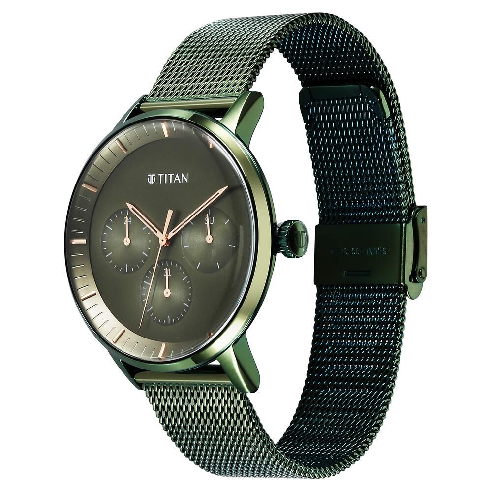Titan Modern Classics Green Dial Quartz Multifunction Stainless Steel Strap Watch for Men - The Watch Factory ®