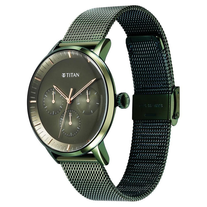 Titan Modern Classics Green Dial Quartz Multifunction Stainless Steel Strap Watch for Men - The Watch Factory ®
