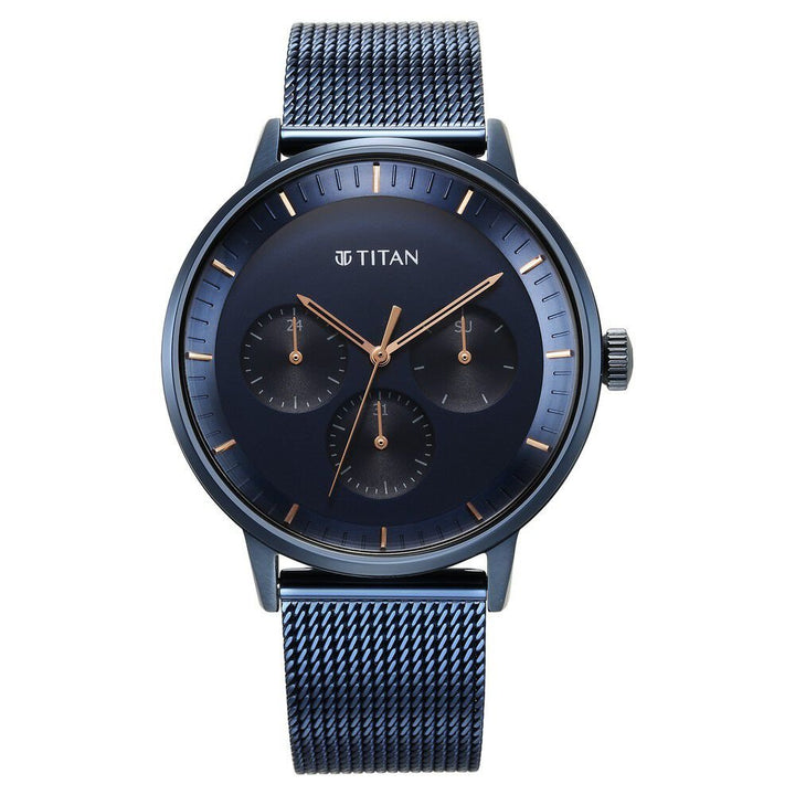 Titan Modern Classics Blue Dial Quartz Multifunction Stainless Steel Strap watch for Men - The Watch Factory ®