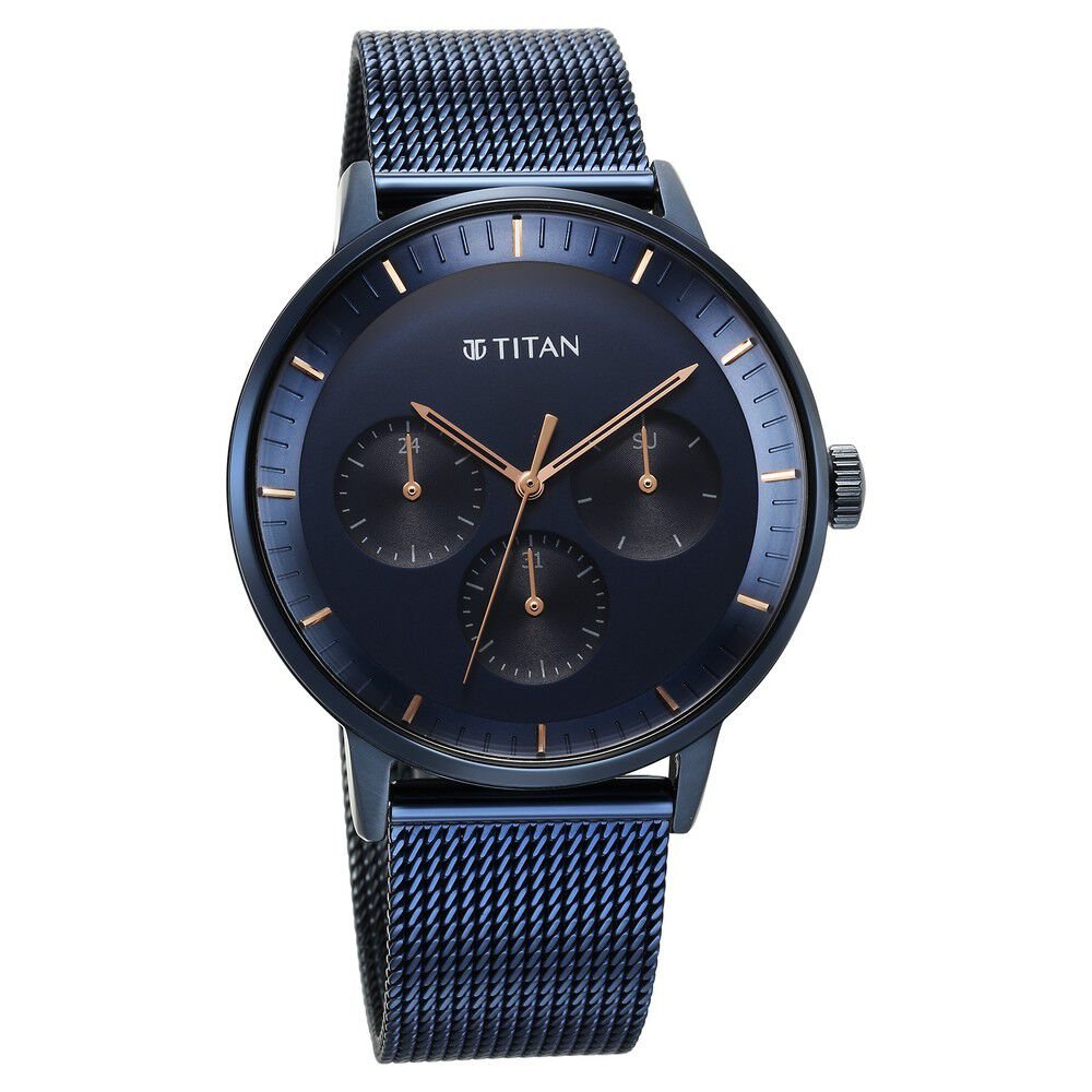 Titan Modern Classics Blue Dial Quartz Multifunction Stainless Steel Strap watch for Men - The Watch Factory ®