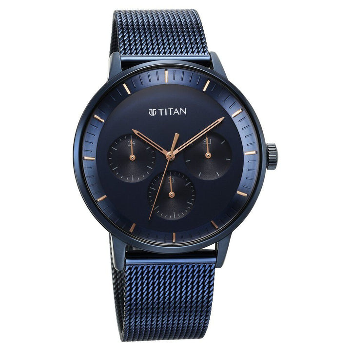 Titan Modern Classics Blue Dial Quartz Multifunction Stainless Steel Strap watch for Men - The Watch Factory ®