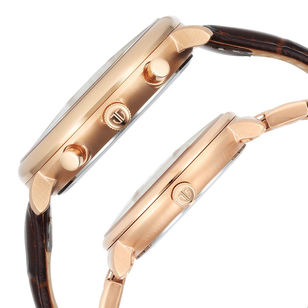 Titan Bandhan Quartz Analog with Date Brown Leather and Stainless Steel Strap for Couple - The Watch Factory ®