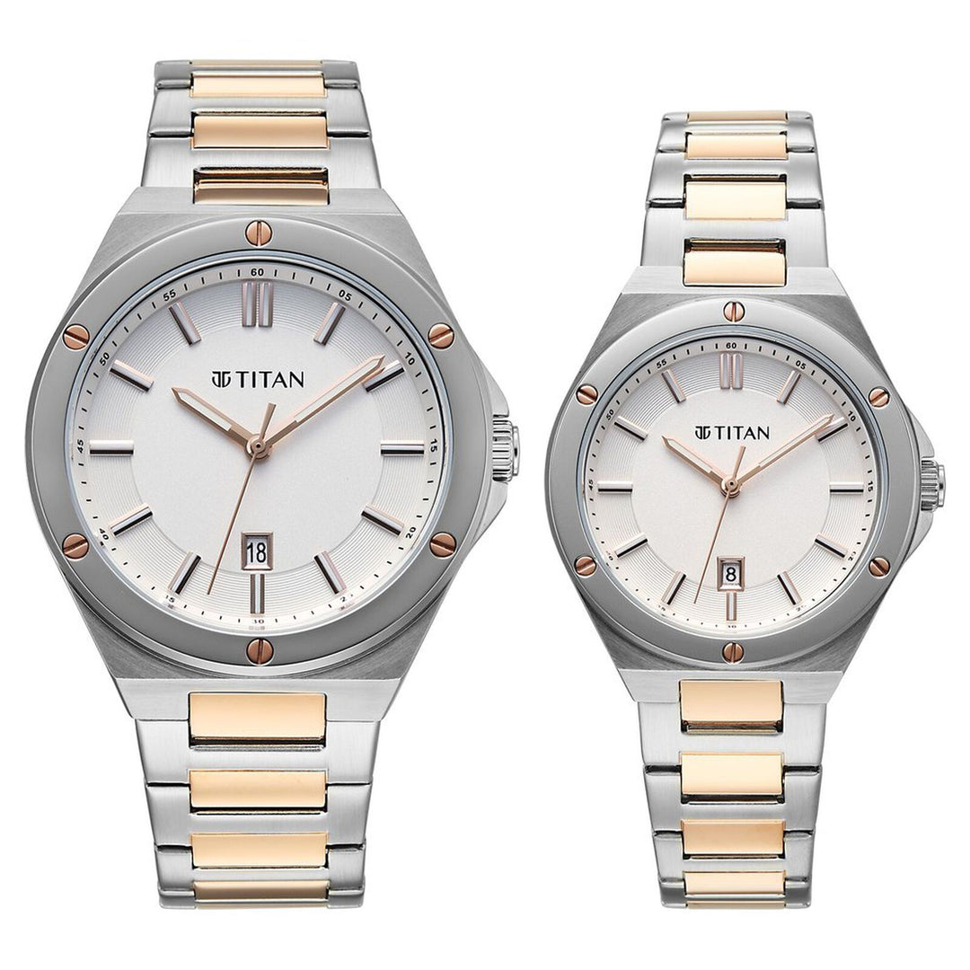 Titan Modern Bandhan 9401694216KM01 White Dial Couple Watch