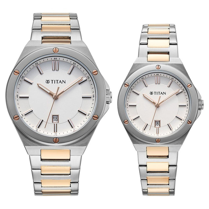 Titan Modern Bandhan 9401694216KM01 White Dial Couple Watch