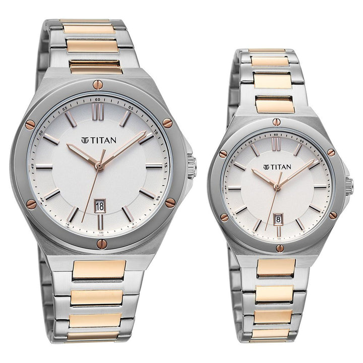Titan Modern Bandhan 9401694216KM01 White Dial Couple Watch