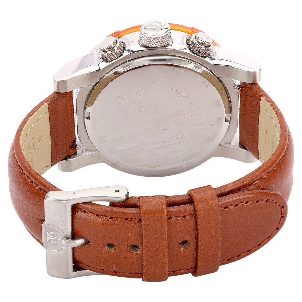 Titan Quartz Chronograph Brown Dial Watch for Men-NB9405SL01